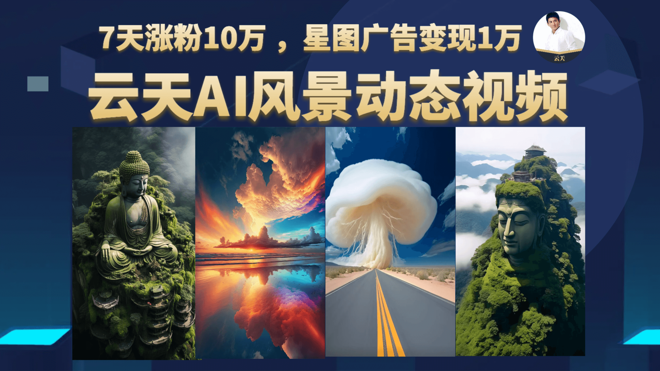 云天AI风景动图视频制作，7天涨粉10万 ，星图广告变现1万-源创智汇网