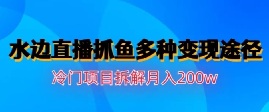 水边直播抓鱼，多种变现途径冷门项目，月入200w拆解【揭秘】-源创智汇网