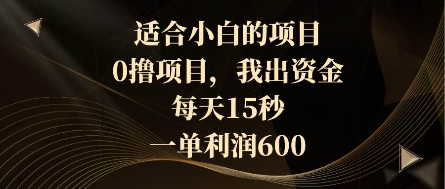 适合小白的项目，0撸项目，我出资金，每天15秒，一单利润600-源创智汇网