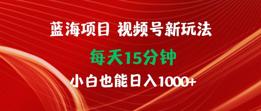 蓝海项目视频号新玩法 每天15分钟 小白也能日入1000+-源创智汇网