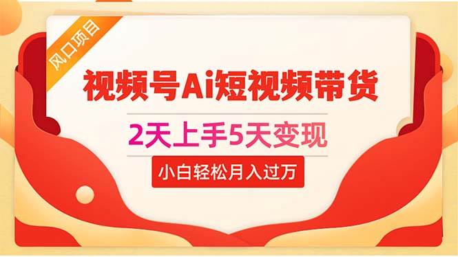 2天上手5天变现视频号Ai短视频带货0粉丝0基础小白轻松月入过万-源创智汇网