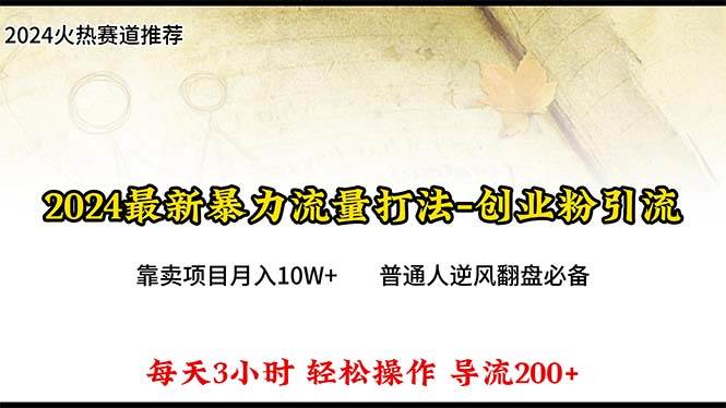 2024年最新暴力流量打法，每日导入300+，靠卖项目月入10W+-源创智汇网