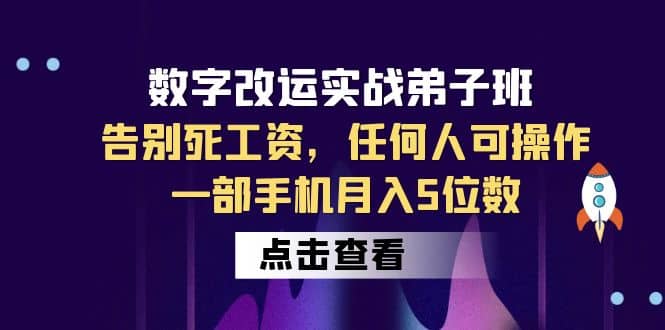数字 改运实战弟子班：告别死工资，任何人可操作，一部手机月入5位数-源创智汇网