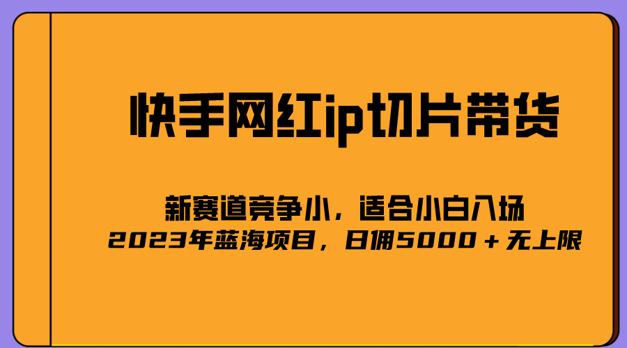 2023爆火的快手网红IP切片，号称日佣5000＋的蓝海项目，二驴的独家授权-源创智汇网