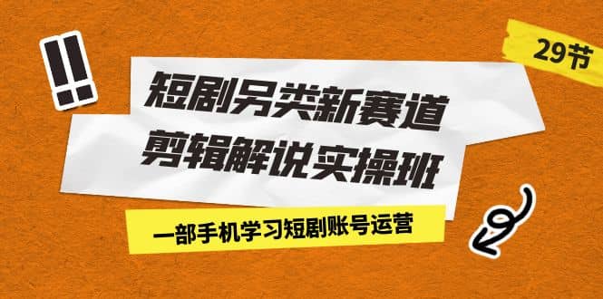 短剧另类新赛道剪辑解说实操班：一部手机学习短剧账号运营（29节 价值500）-源创智汇网