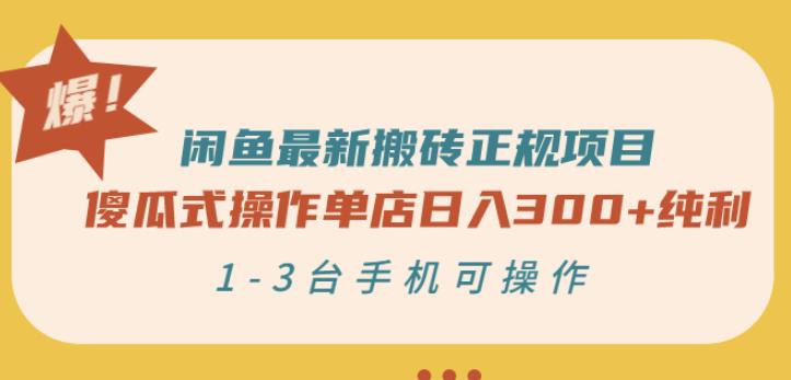 闲鱼最新搬砖正规项目：傻瓜式操作单店日入300+纯利，1-3台手机可操作-源创智汇网