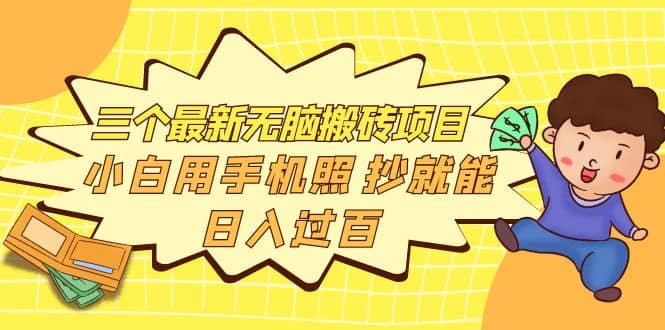 三个最新无脑搬砖项目，小白用手机照抄就能日入过百-源创智汇网