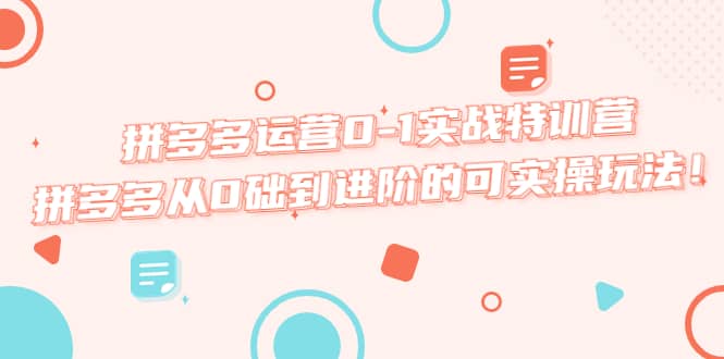 拼多多运营0-1实战特训营，拼多多从0础到进阶的可实操玩法-源创智汇网