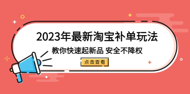 2023年最新淘宝补单玩法，教你快速起·新品，安全·不降权（18课时）-源创智汇网