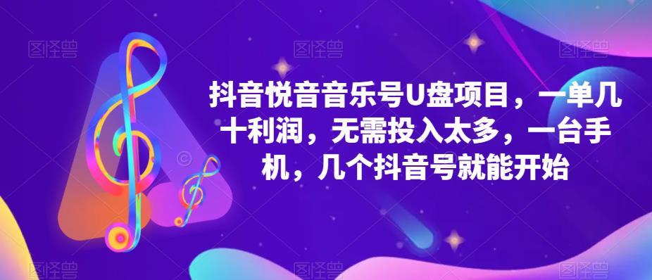 抖音音乐号U盘项目 一单几十利润 无需投入太多 一台手机 几个抖音号就开始-源创智汇网