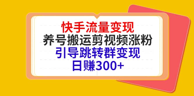 快手流量变现，养号搬运剪视频涨粉，引导跳转群变现日赚300+-源创智汇网