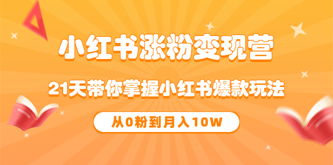 《小红书涨粉变现营》21天带你掌握小红书爆款玩法 从0粉到月入10W-源创智汇网