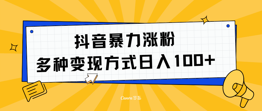 抖音暴力涨粉：多方式变现 日入100+-源创智汇网