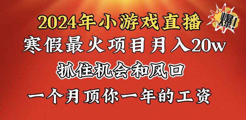 2024年寒假爆火项目，小游戏直播月入20w+，学会了之后你将翻身-源创智汇网