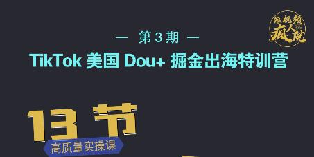 TikTok美国Dou+掘金出海特训营，美国dou+成功投放95%-源创智汇网