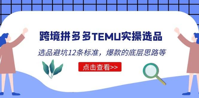跨境拼多多TEMU实操选品运营方法，选品避坑12条标准，爆款的底层思路等-源创智汇网