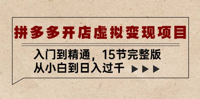 拼多多开店虚拟变现项目：入门到精通（15节完整版）-源创智汇网