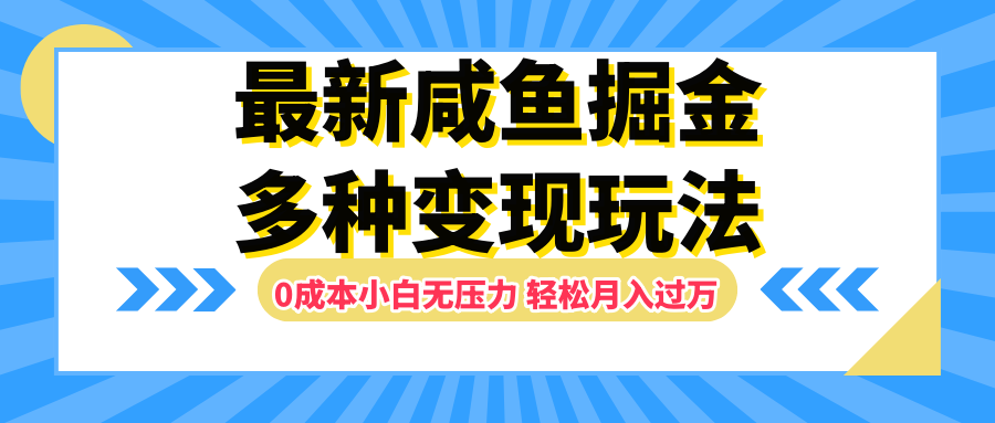 最新咸鱼掘金玩法，更新玩法，0成本小白无压力，多种变现轻松月入过万-源创智汇网