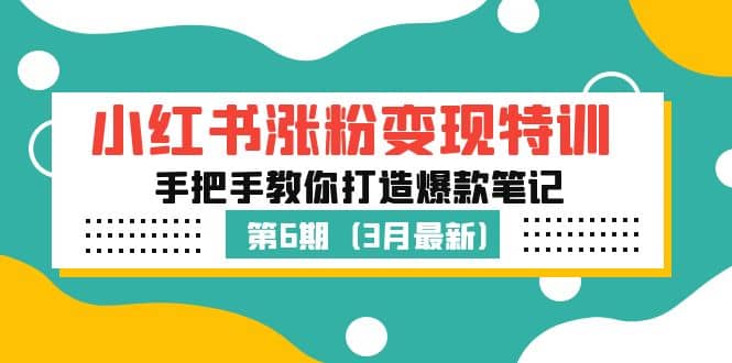 小红书涨粉变现特训·第6期，手把手教你打造爆款笔记（3月新课）-源创智汇网