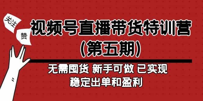 视频号直播带货特训营（第五期）无需囤货 新手可做 已实现稳定出单和盈利-源创智汇网