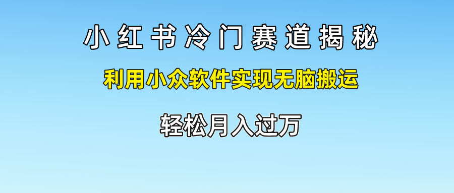 小红书冷门赛道揭秘,轻松月入过万，利用小众软件实现无脑搬运，-源创智汇网