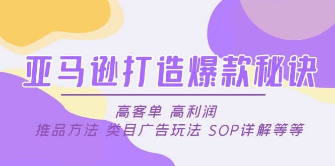 亚马逊打造爆款秘诀：高客单 高利润 推品方法 类目广告玩法 SOP详解等等-源创智汇网