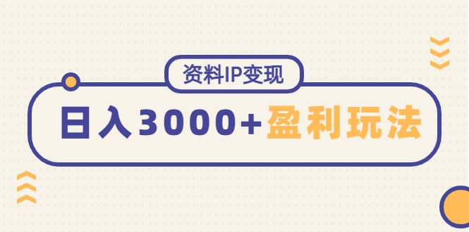 资料IP变现，持续性盈利玩法-源创智汇网