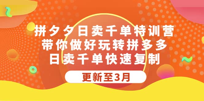 拼夕夕日卖千单特训营，带你做好玩转拼多多，日卖千单快速复制 (更新至3月)-源创智汇网