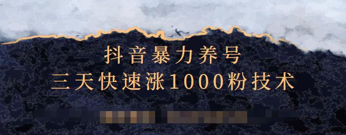 抖音暴力养号，三天快速涨1000粉技术【视频课程】-源创智汇网