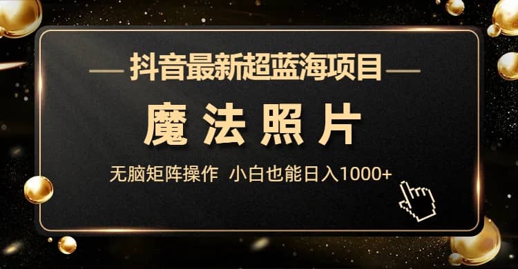 抖音最新超蓝海项目，魔法照片，无脑矩阵操作，小白也能日入1000+-源创智汇网