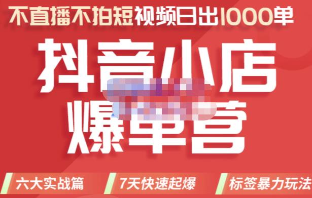 2022年抖音小店爆单营，不直播、不拍短视频、日出1000单，暴力玩法-源创智汇网