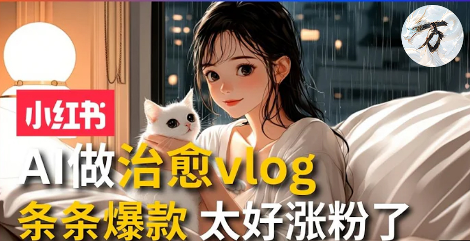 AI治愈系vlog动画视频，小红书7天 涨粉破千，商单报价1500+，0成本制作，日入2000+，有手就会 -源创智汇网
