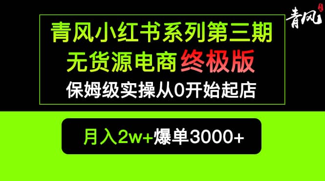 小红书无货源电商爆单终极版【视频教程+实战手册】保姆级实操从0起店爆单-源创智汇网