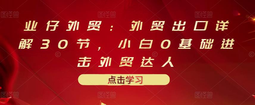 业仔外贸：外贸出口详解30节，小白0基础进击外贸达人 价值666元-源创智汇网