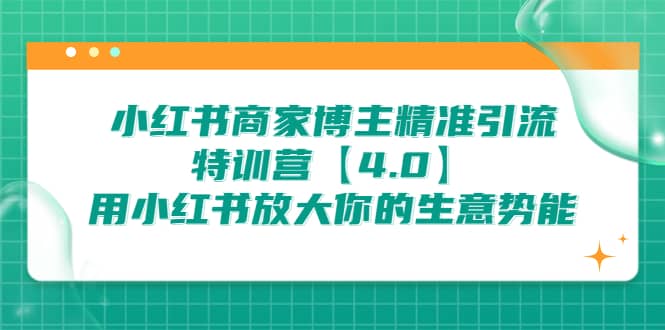 小红书商家 博主精准引流特训营【4.0】用小红书放大你的生意势能-源创智汇网
