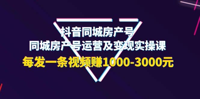 抖音同城房产号，同城房产号运营及变现实操课，每发一条视频赚1000-3000元-源创智汇网