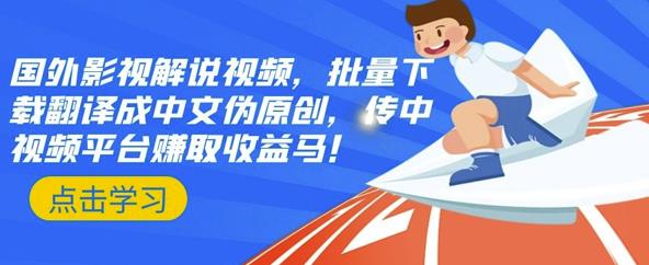 国外影视解说视频，批量下载翻译成中文伪原创，传中视频平台赚取收益-源创智汇网