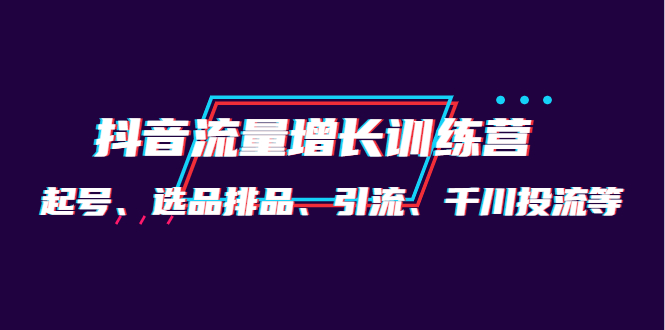月销1.6亿实操团队·抖音流量增长训练营：起号、选品排品、引流 千川投流等-源创智汇网
