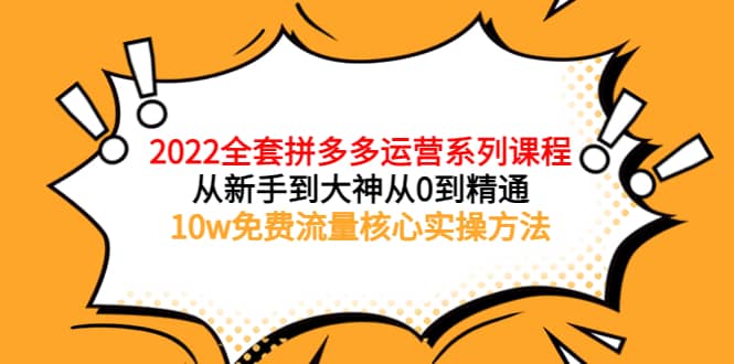 2022全套拼多多运营课程，从新手到大神从0到精通，10w免费流量核心实操方法-源创智汇网