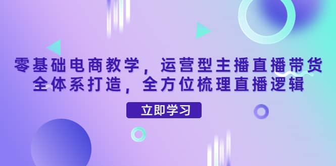 零基础电商教学，运营型主播直播带货全体系打造，全方位梳理直播逻辑-源创智汇网
