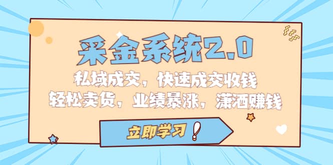 采金 系统2.0，私域成交，快速成交收钱，轻松卖货，业绩暴涨，潇洒赚钱-源创智汇网
