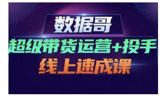 数据哥·超级带货运营+投手线上速成课，快速提升运营和熟悉学会投手技巧-源创智汇网