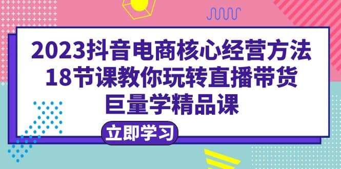2023抖音电商核心经营方法：18节课教你玩转直播带货，巨量学精品课-源创智汇网
