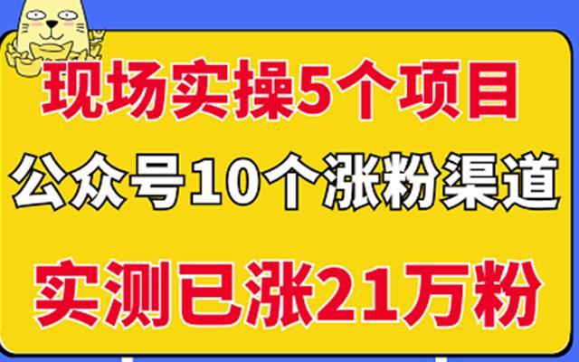 现场实操5个公众号项目，10个涨粉渠道，实测已涨21万粉！-源创智汇网