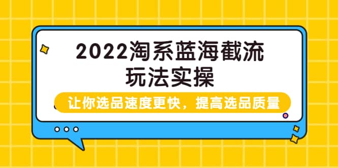 2022淘系蓝海截流玩法实操：让你选品速度更快，提高选品质量（价值599）-源创智汇网