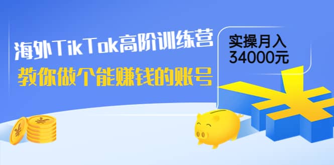 海外TikTok高阶训练营：教你做个能赚钱的账号，实操月入34000元！-源创智汇网