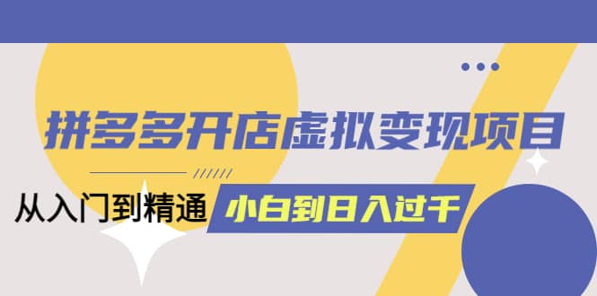拼多多开店虚拟变现项目：入门到精通 从小白到日入1000（完整版）4月10更新-源创智汇网