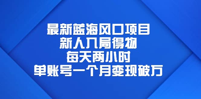 最新蓝海风口项目，新人入局得物，每天两小时，单账号一个月变现破万-源创智汇网
