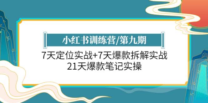 小红书训练营/第九期：7天定位实战+7天爆款拆解实战，21天爆款笔记实操-源创智汇网
