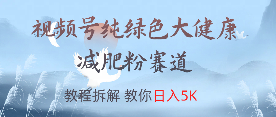 视频号纯绿色大健康粉赛道，教程拆解，教你日入5K-源创智汇网